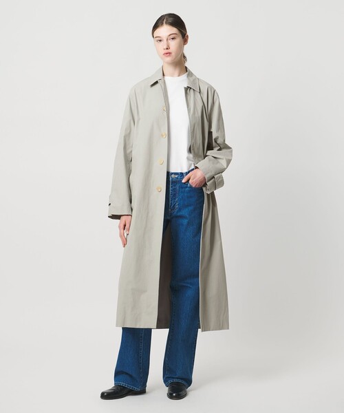 【極美品】LOEFF ロエフ ステンカラーコート ネイビー 比翼ボタン サイズ0 レディース ロング コート スタンドカラー カシミヤ ブレンド ウール
