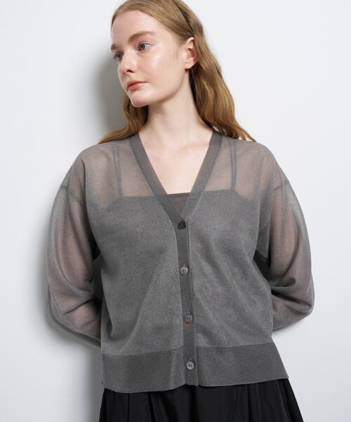 LANVIN en Bleu ニット セーター Vネックシアーカーディガン
