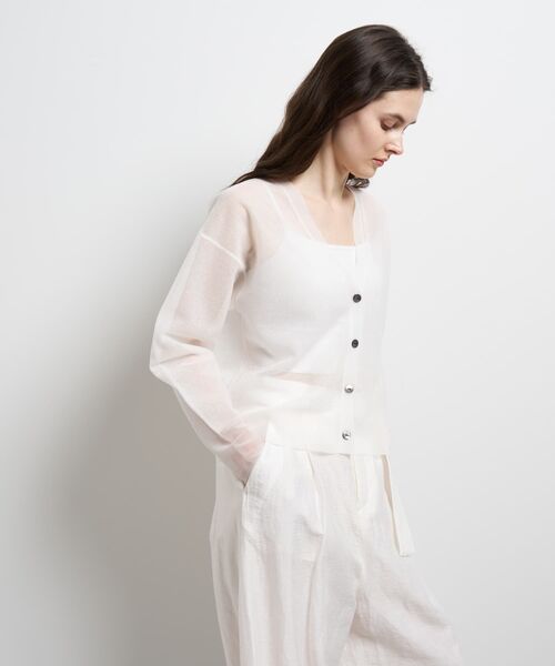 LANVIN en Bleu ニット セーター Vネックシアーカーディガン