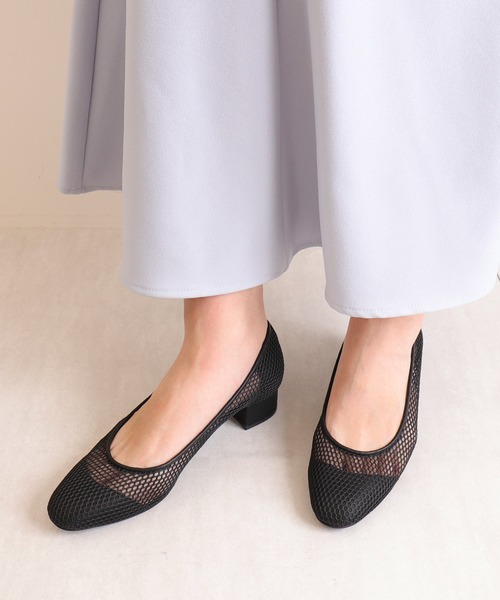パンプス ラウンドトゥ メッシュパンプスの画像
