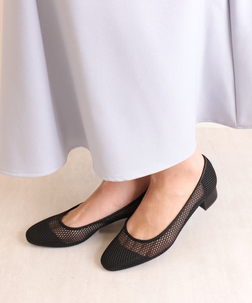 パンプス ラウンドトゥ メッシュパンプスの画像