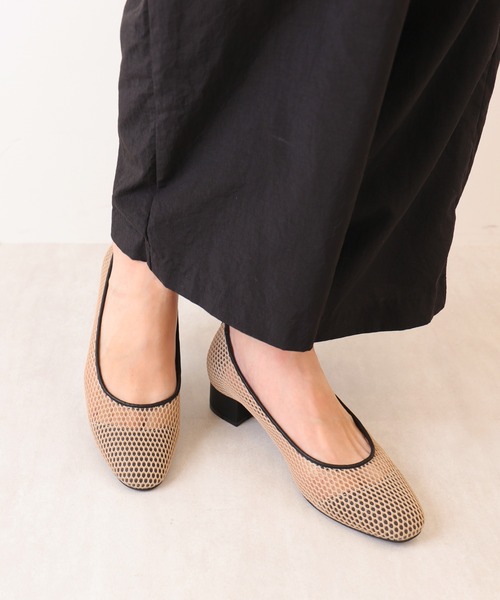 パンプス ラウンドトゥ メッシュパンプスの画像