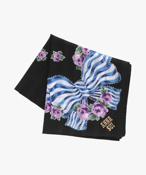 ANNA SUI（アナスイ） ハンカチ リボンローズ柄プリントハンカチ