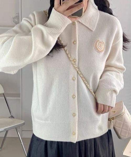 「Achic」 ニットカーディガン M グリーン レディース_画像7