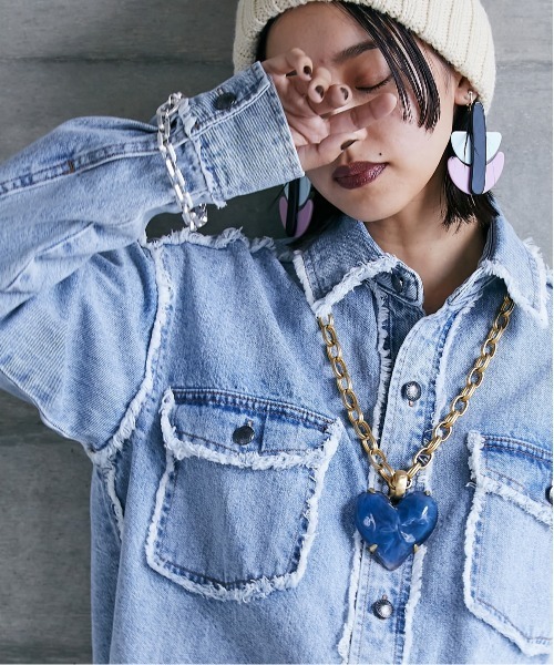 「GEVS.」 長袖シャツ L ブルー レディースの画像
