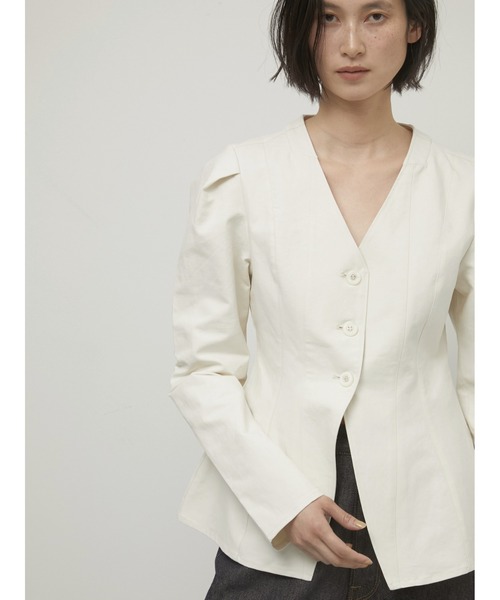 ジャケット ノーカラージャケット 「LA PEAU DE GEM」shape no collar jacket/シェイプノーカラージャケット