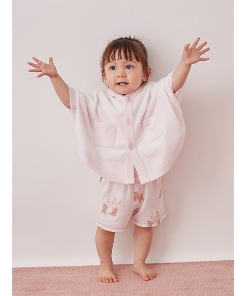 ベビー 「BABY」グラデーションボーダーポンチョの画像