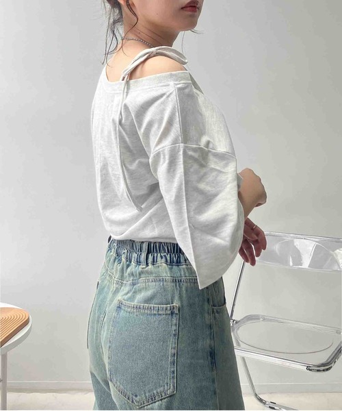 AS KNOW AS（アズノゥアズ） tシャツ 半袖 ワンショル 2WAYリボン半袖