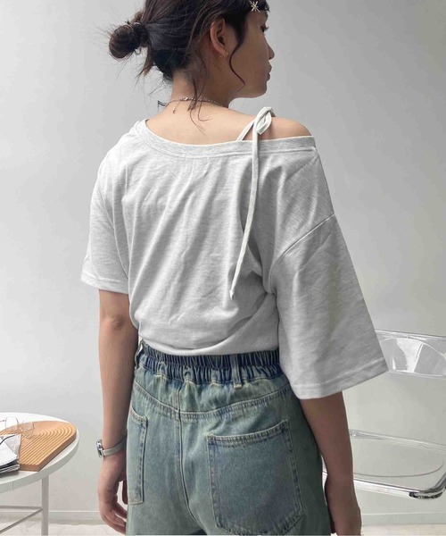 AS KNOW AS（アズノゥアズ） tシャツ 半袖 ワンショル 2WAYリボン半袖