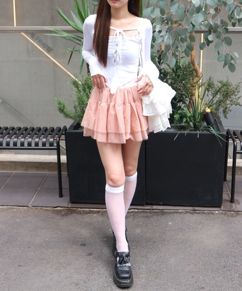 RosyMonster⭐︎hem frill skirt⭐︎ フリルミニスカート ALLuRing ChaRm スカート 夏 Frilled Lace Dot Mini Skirt / フリル