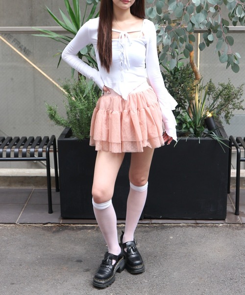 ALLuRing ChaRm スカート 夏 Frilled Lace Dot Mini Skirt / フリル