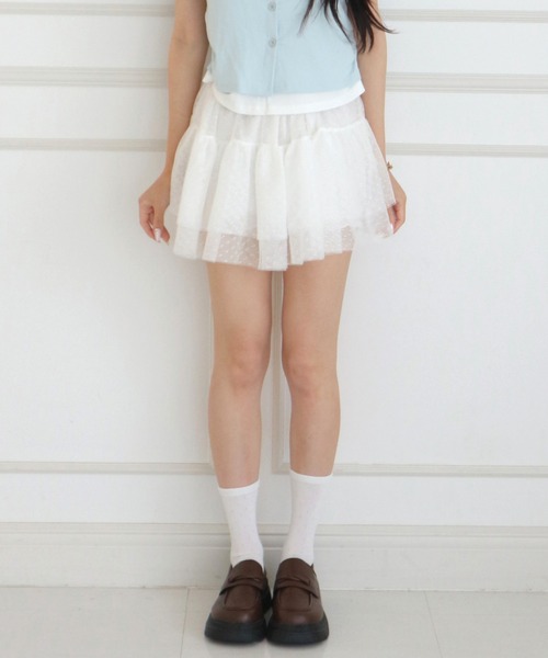 ALLuRing ChaRm スカート 夏 Frilled Lace Dot Mini Skirt / フリル