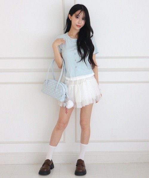 ALLuRing ChaRm スカート 夏 Frilled Lace Dot Mini Skirt / フリル