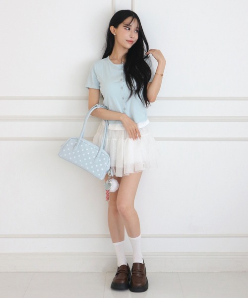 ALLuRing ChaRm スカート 夏 Frilled Lace Dot Mini Skirt / フリル