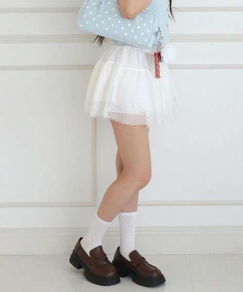 ALLuRing ChaRm スカート 夏 Frilled Lace Dot Mini Skirt / フリル