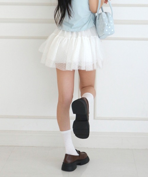 ALLuRing ChaRm スカート 夏 Frilled Lace Dot Mini Skirt / フリル