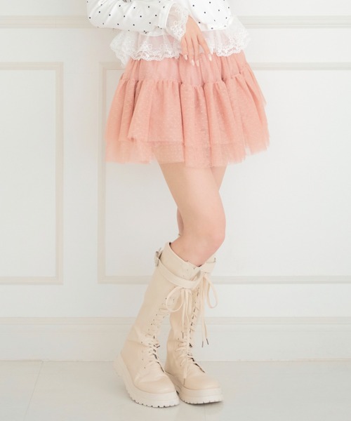 JilLA スカート 夏 Frilled Lace Dot Mini Skirt / フリルレースドット