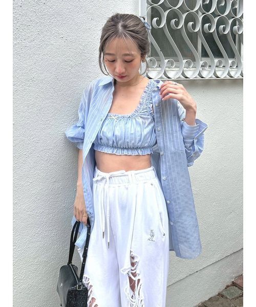 LILY BROWN（リリーブラウン） シアーストライプシャーリングビスチェ