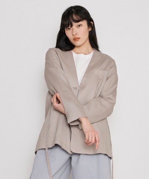 COMMON＋HAUS（コモンハウス） ジャケット ノーカラージャケット 麻混 