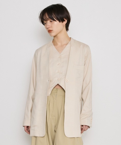 COMMON＋HAUS（コモンハウス） ジャケット ノーカラージャケット 麻混