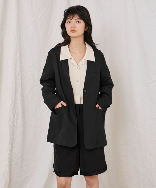COMMON＋HAUS（コモンハウス） ジャケット ノーカラージャケット 麻混