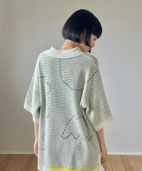 「PAMM」 半袖ニット 3 ネイビー レディース_画像2
