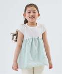 tシャツ リボン刺しゅうドッキングトップス「子...の詳細画像1