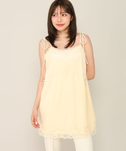 Heather（ヘザー） ワンピース レースベロアキャミミニワンピース