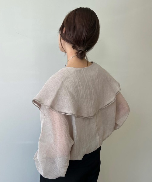 Amiur（エミレ） シャツ ブラウス big collar shirring blouse