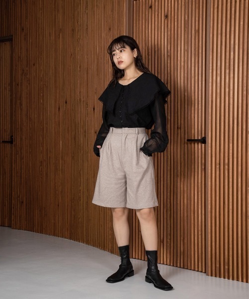 Amiur（エミレ） シャツ ブラウス big collar shirring blouse