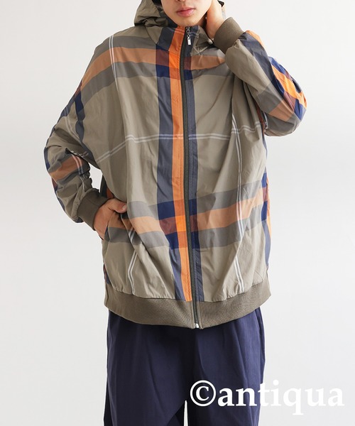 antiqua（アンティカ） ミリタリージャケット モッズコート チェック柄