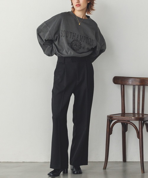 hunch パンツ ヘリンボーンストレートパンツ レディース
