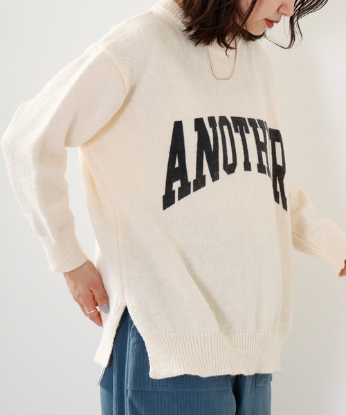 ニット セーター a.n.l  ロゴプリントニット レディース