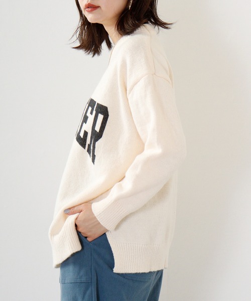 ニット セーター a.n.l  ロゴプリントニット レディース ニット セーター a.n.l ロゴプリントニット レディース