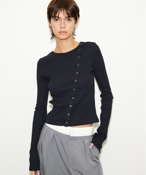 tシャツ THROW SLANT BUTTON L/S TOPS スラント ボタン ロングスリーブ トップス レディース THROW by SLY tシャツ Tシャツ SLANT BUTTON L/S TOPS スラント
