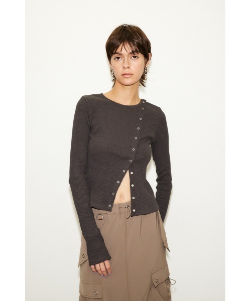 THROW by SLY tシャツ SLANT BUTTON L/S TOPS スラント ボタン ロング