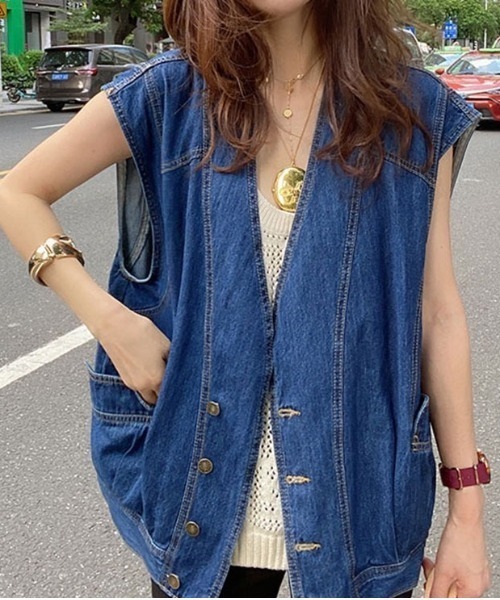 N.s ベスト ジレ ビックポケットデニムベスト レディース : ZOZOTOWN