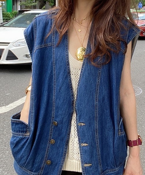 N.s ベスト ジレ ビックポケットデニムベスト レディース : ZOZOTOWN