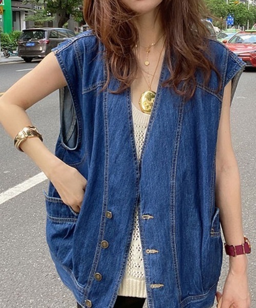 N.s ベスト ジレ ビックポケットデニムベスト レディース : ZOZOTOWN