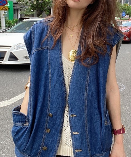 N.s ベスト ジレ ビックポケットデニムベスト レディース : ZOZOTOWN