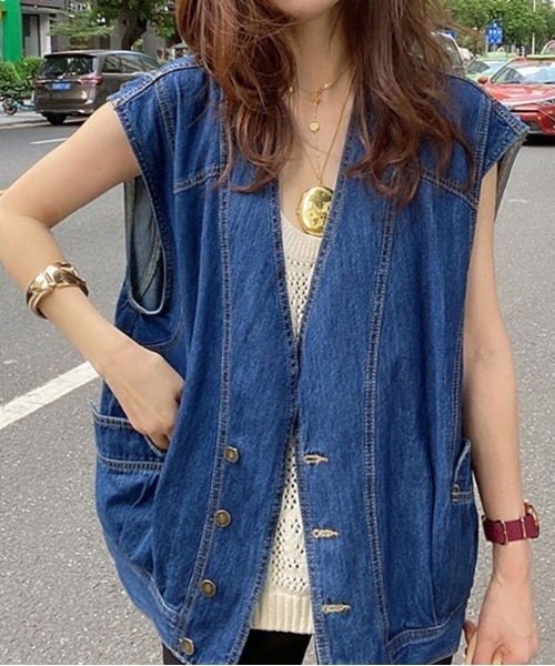 N.s ベスト ジレ ビックポケットデニムベスト レディース : ZOZOTOWN