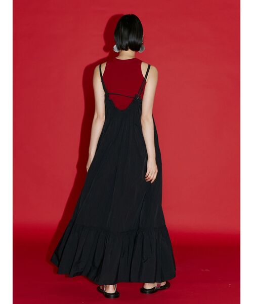 ワンピース ダブルストラップギャザーキャミワンピース レディース  