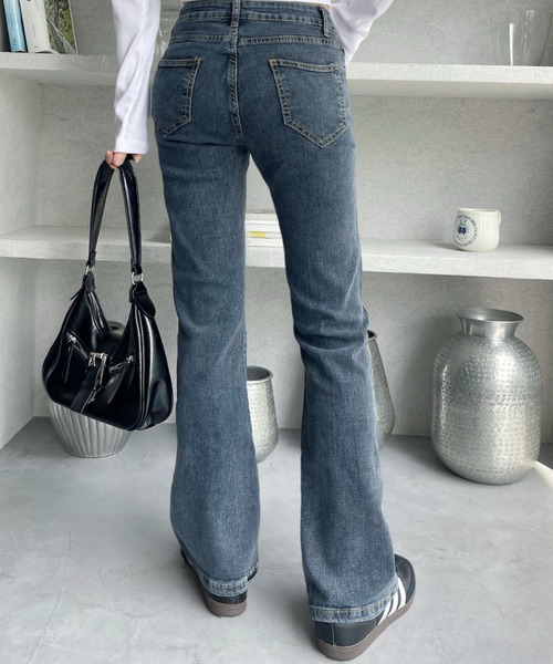 デニム ジーンズ フレアパンツ ストリート 全2色 韓国 m7000 miniministore ジーンズ デニム デニムパンツ フレアデニム