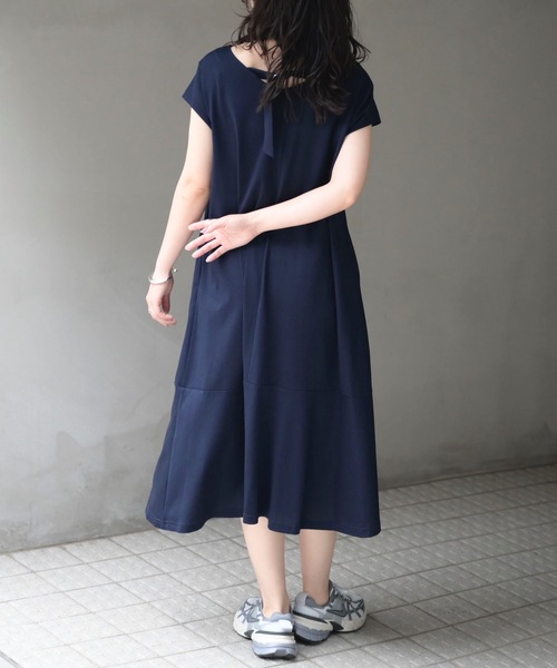 ＆HALF tシャツ 半袖 バックベルト切替Tワンピース レディース