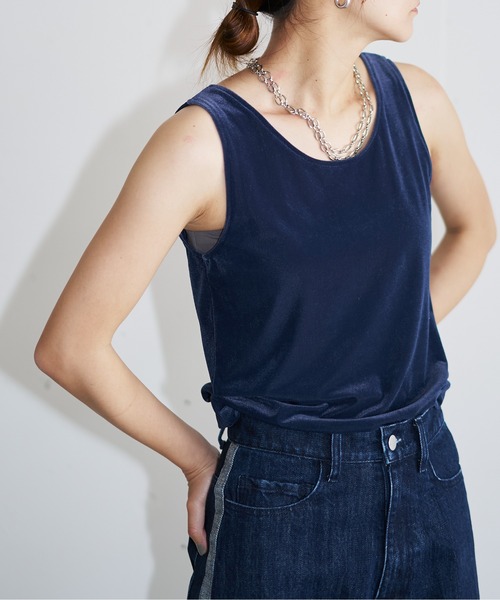 tシャツ シアーベロアレイヤードトップス レディース hwyl tシャツ 「2点セット」ベロアレイヤードトップス