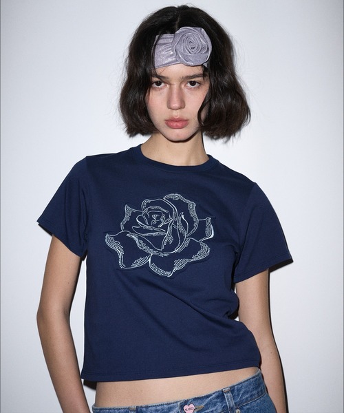 tシャツ SLIM TSHIRT ROSE PATCH レディース