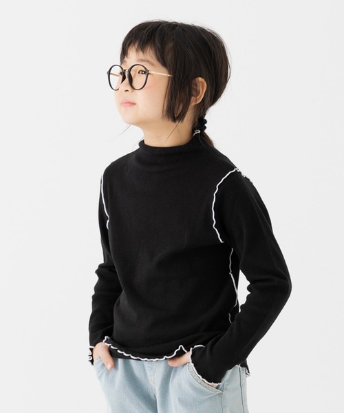 JAM & LINK tシャツ 配色メロウフリルリブカットソー キッズ