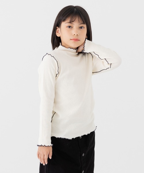 JAM & LINK tシャツ 配色メロウフリルリブカットソー キッズ