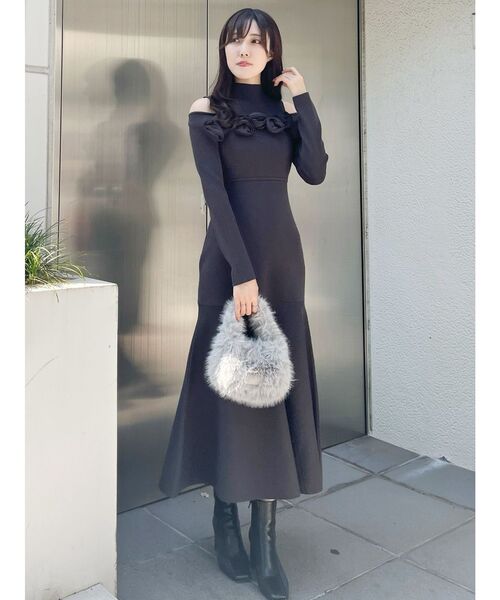 MERCURYDUO（マーキュリーデュオ） ワンピース ローズモチーフニット