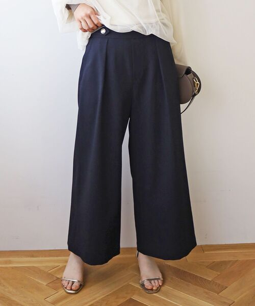 le.coeur blanc パンツ ウールライクウエストデザインワイド